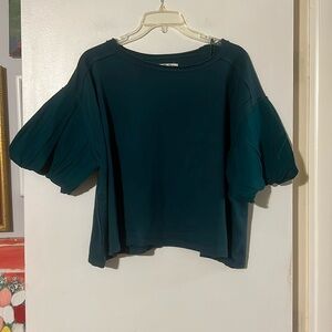 We the Free green short sleeve oversized top with pouf short sleeve top